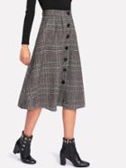 Shein Wales Check Single Breasted Skirt