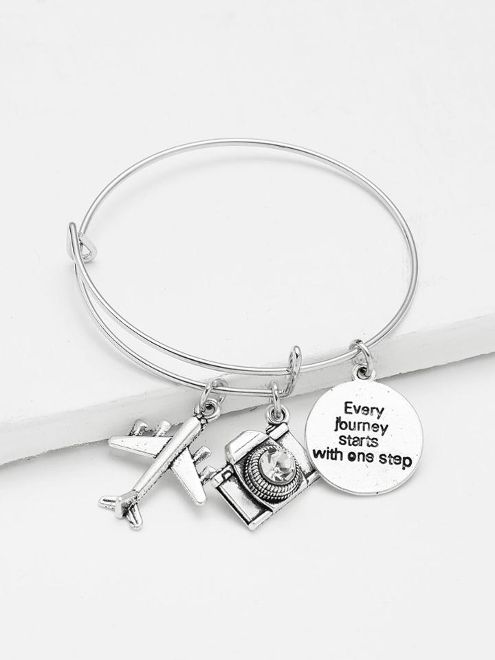 Shein Mini Aircraft & Rhinestone Decorated Bangle Bracelet