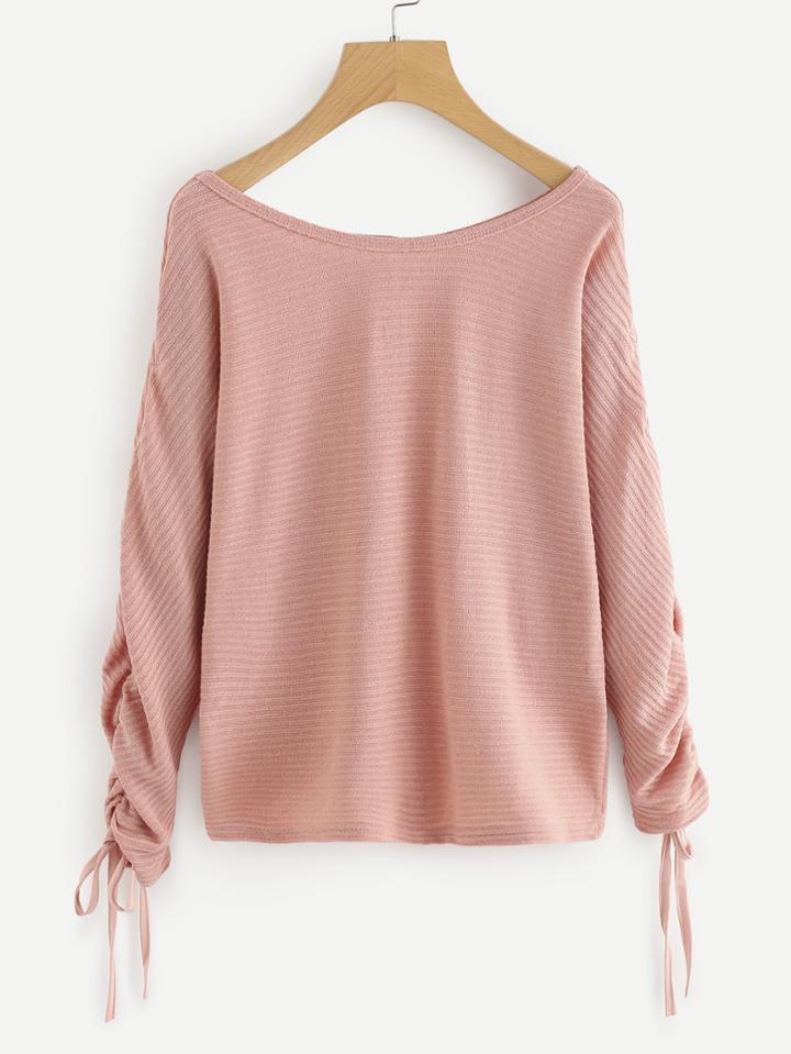 Shein Drawstring Sleeve Sweater