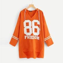 Shein Stepped Hem Varsity Print Hoodie