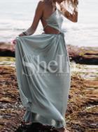 Shein Light Green Cut-out Front Backless Weave Strap Maxi Dress
