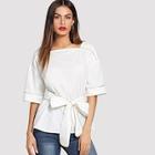 Shein Contrast Tipping Belted Top