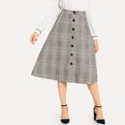 Shein Houndstooth Single Breasted Skirt