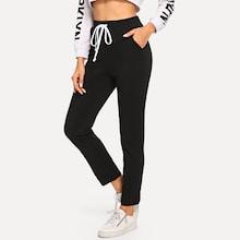 Shein Drawstring Waist Front-seam Cigarette Pants