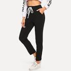 Shein Drawstring Waist Front-seam Cigarette Pants