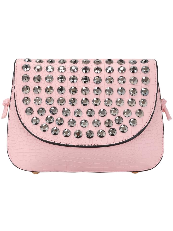 Shein Pink Bead Pu Satchel Bag