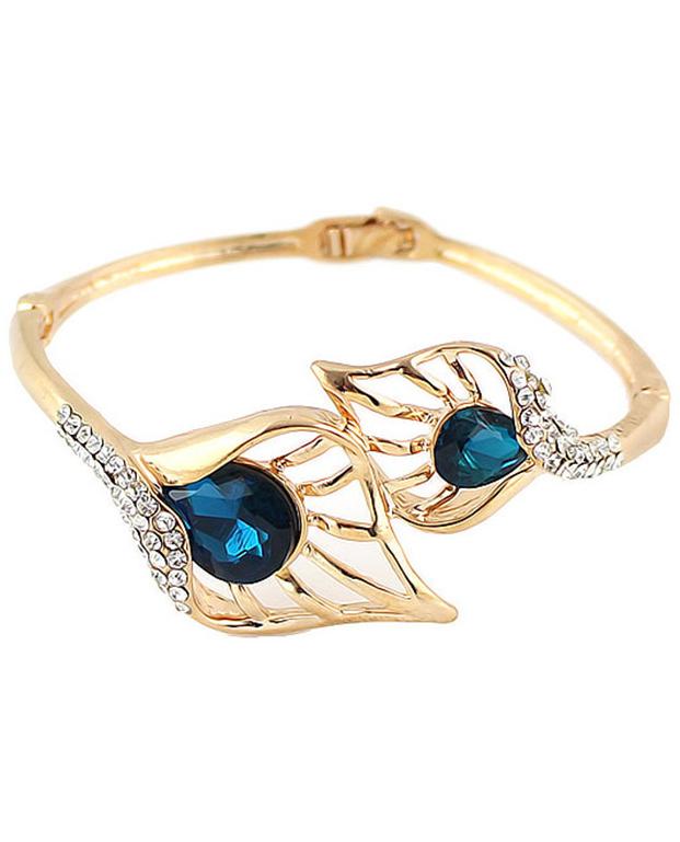 Shein Gold Diamond Hollow Leaf Bracelet