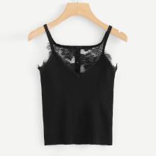 Shein Lace Insert Button Detail Cami Top