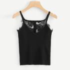 Shein Lace Insert Button Detail Cami Top