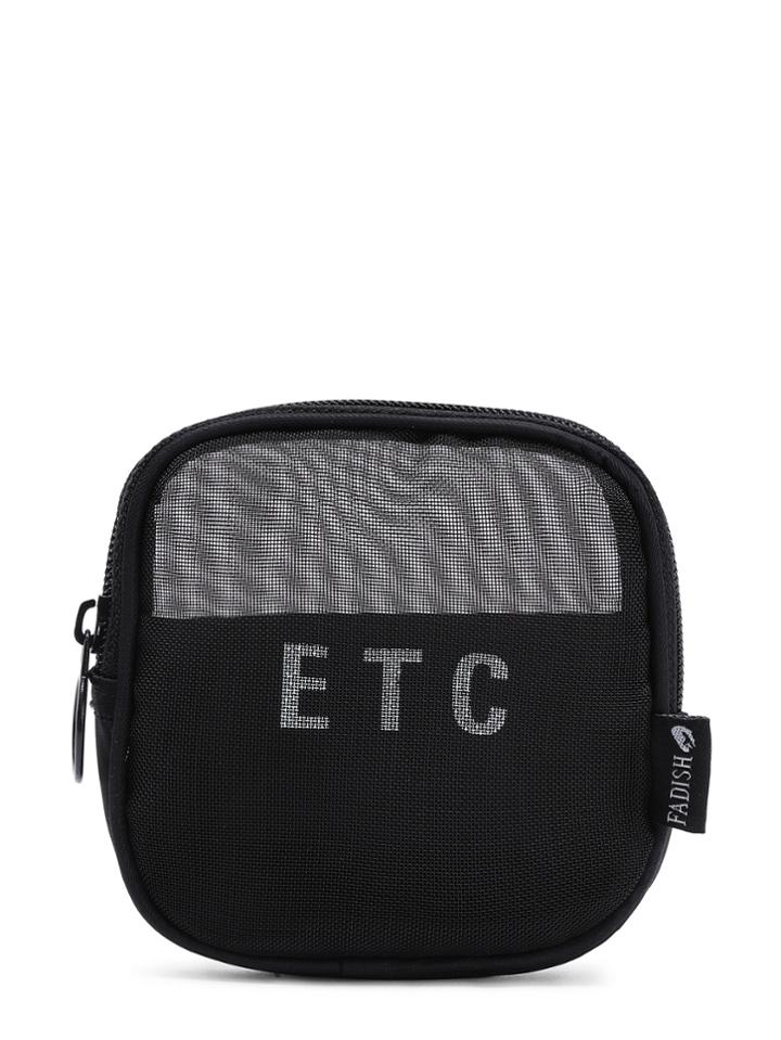 Shein Slogan Print Mesh Insert Cosmetic Pouch