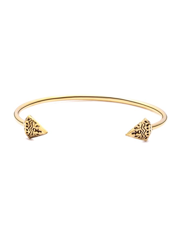 Shein Gold Bronze Triangle Carved Nail Open Bracelet