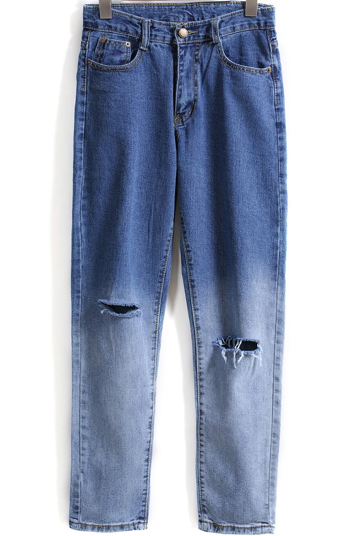 Shein Blue Ombre Ripped Denim Pant