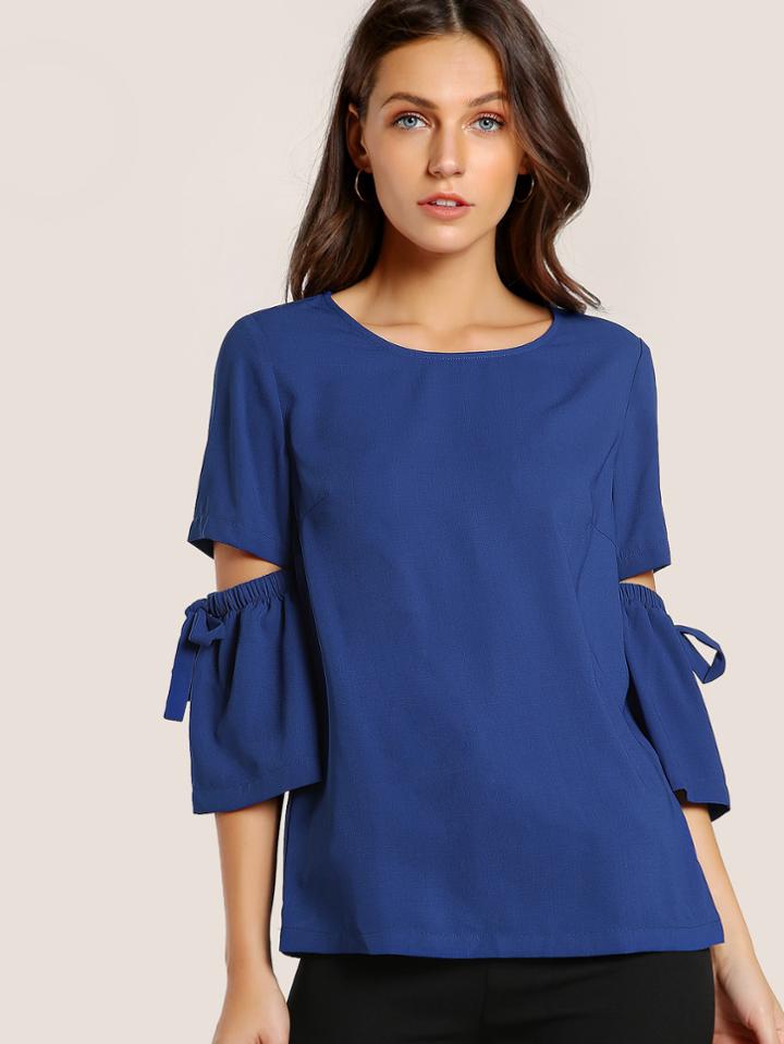 Shein Drawstring Open Elbow Top