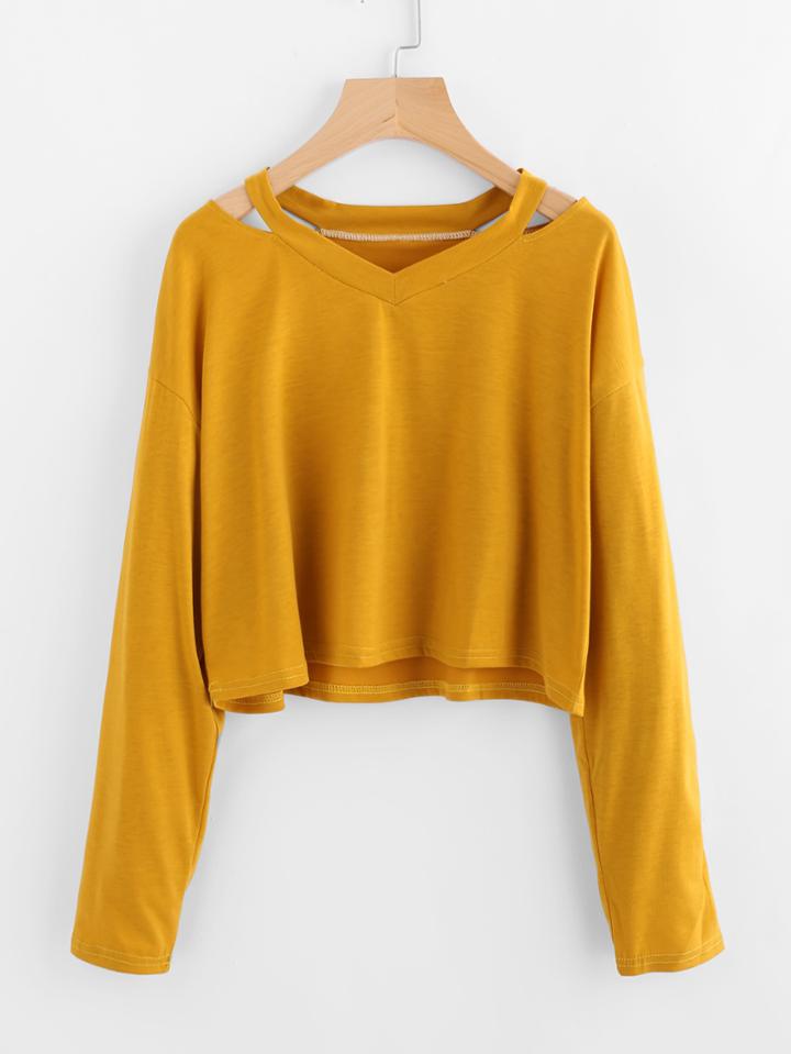 Shein Cut Out Neck Tee