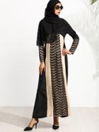 Shein Muslim Stitching Long Sleeve Long Sleeve Islamic Kaftan Abaya Maxi Dress