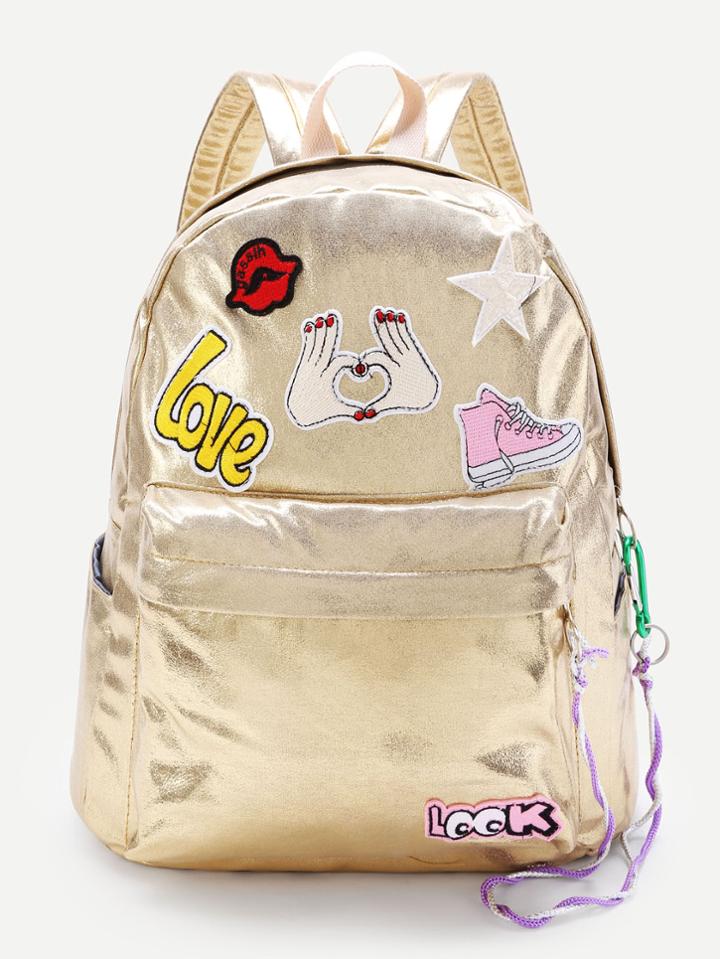 Shein Cartoon Patch Decorated Pu Backpack