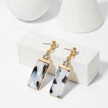 Shein Marble Pattern Rectangle Drop Earrings