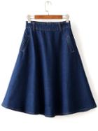 Shein Pockets Flare Denim Skirt