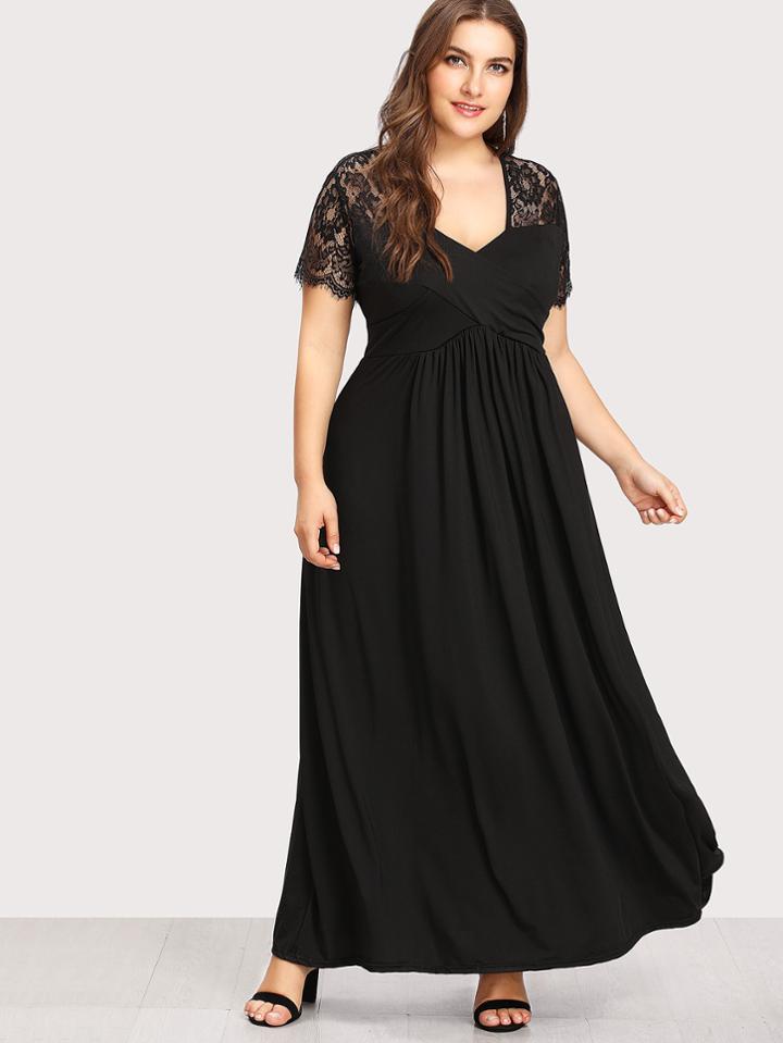 Shein Lace Contrast Longline Dress