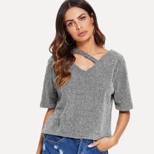 Shein V Neckline Cut Out Tee