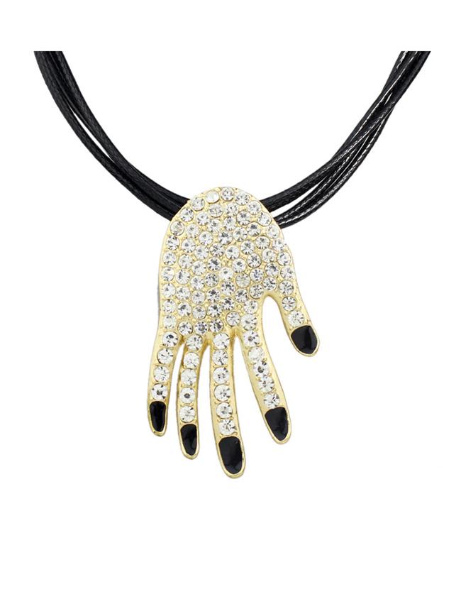 Shein Black Hand Shape Pendant Necklace