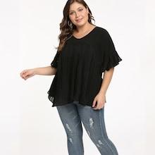 Shein Plus Pleated Ruffle Chiffon Blouse