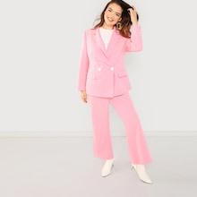 Shein Plus Notch Collar Blazer And Pants Set