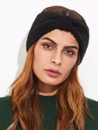 Shein Black Knotted Textured Knit Headband