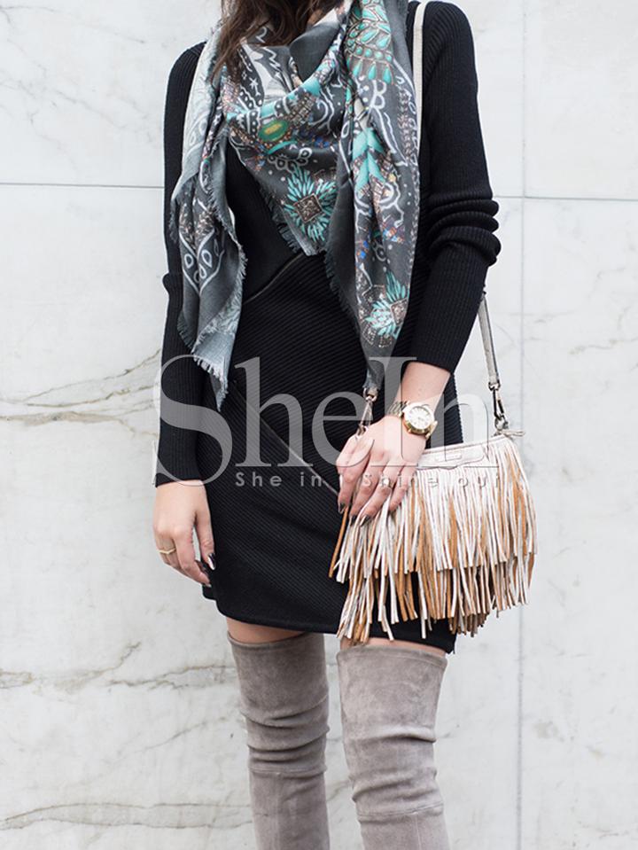 Shein Black Zipper Sheath Dress