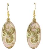 Shein Pink Glaze Gold Vintage Dangle Earrings
