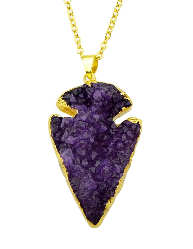 Shein Natural Stone Purple Necklace