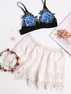 Shein Hollow Out Crochet Embroidery Shorts