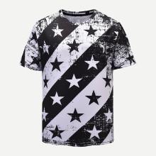 Shein Men Star Print Striped Tee