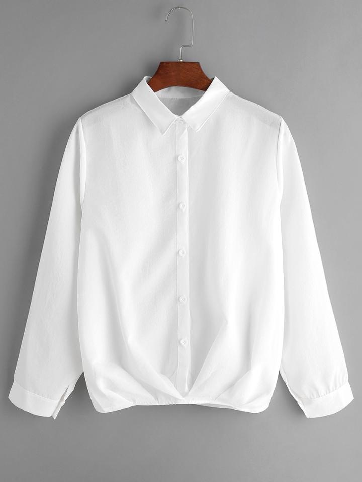 Shein White Button Front Blouse