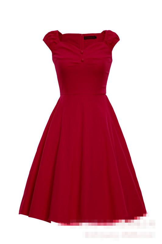 Shein Red Heart Shape Collar Polka Dot Flare Dress