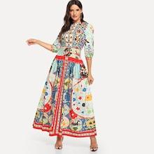 Shein Graffiti Pattern Longline Shirt Dress