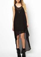 Rosewe Gorgeous Solid Black Sleeveless Hollow Design Polyester Dress