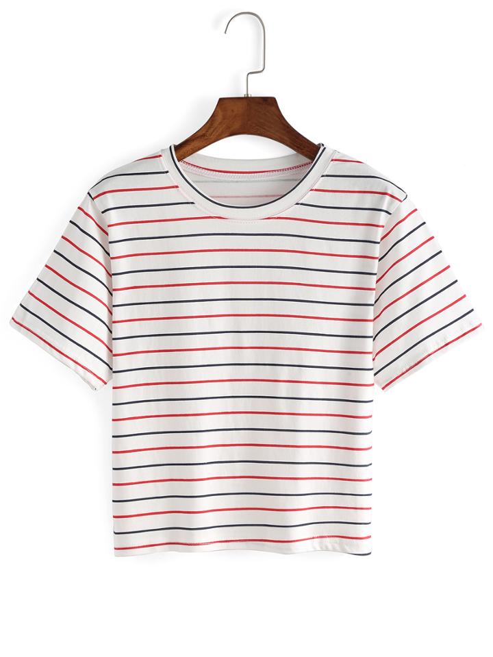 Shein Striped Round Neck T-shirt