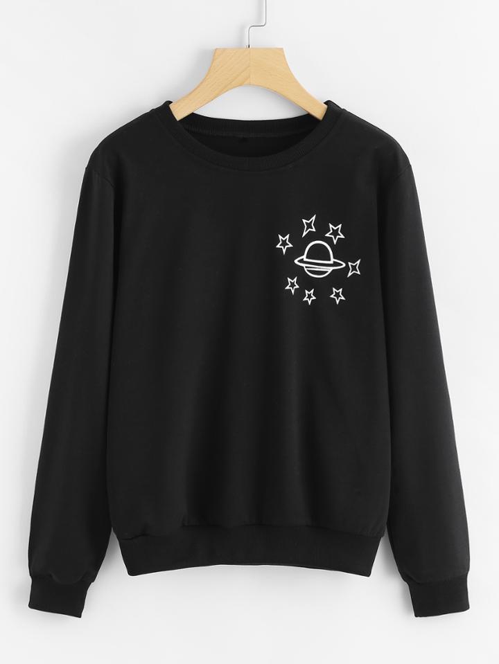 Shein Planet Print Pullover