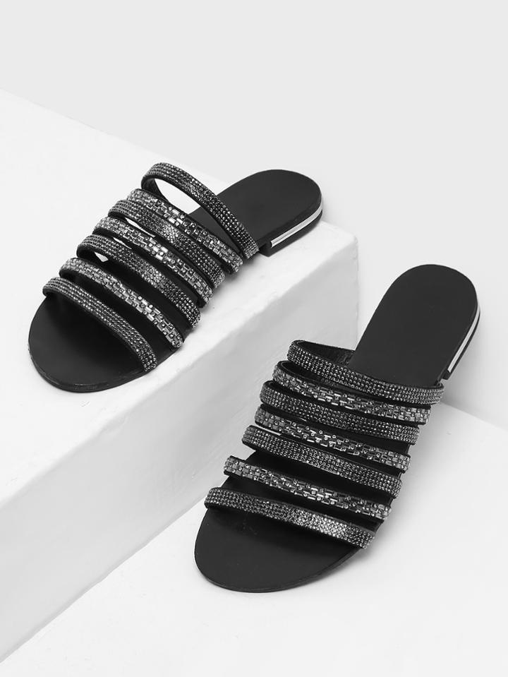 Shein Rhinestone Detail Strappy Sandals