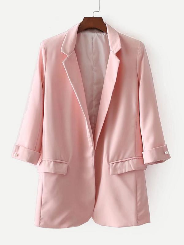 Shein Pearl Detail Cuffed Blazer