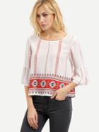 Shein Multicolor Print Bell Sleeve Blouse