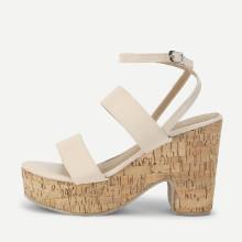 Shein Peep Toe Pu Wedge Sandals