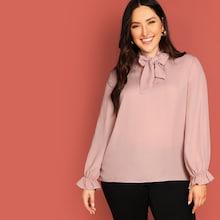 Shein Plus Tie Neck Bell Cuff Top