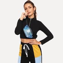 Shein Zipper Detail Iridescent Bum Bag