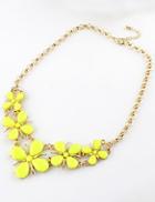 Shein Yellow Gemstone Flower Gold Chain Necklace