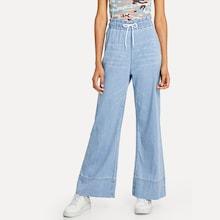 Shein Drawstring Waist Wide Leg Jeans