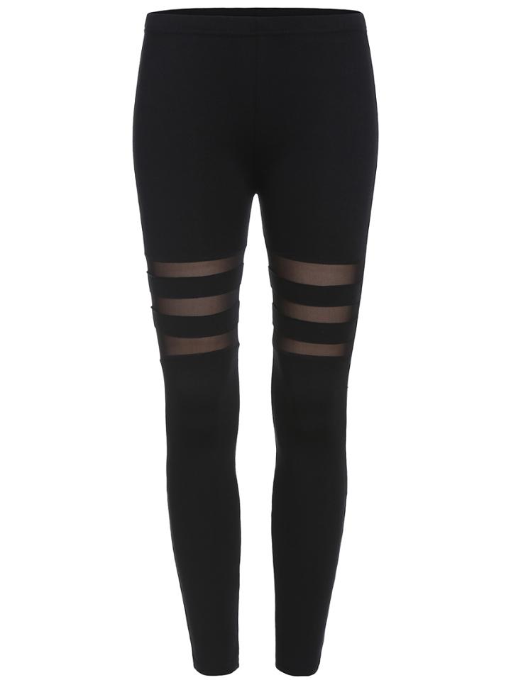 Shein Black Skinny Sheer Mesh Leggings