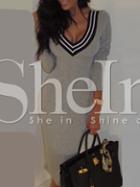 Shein Grey Long Sleeve Slim Wiggle Dress