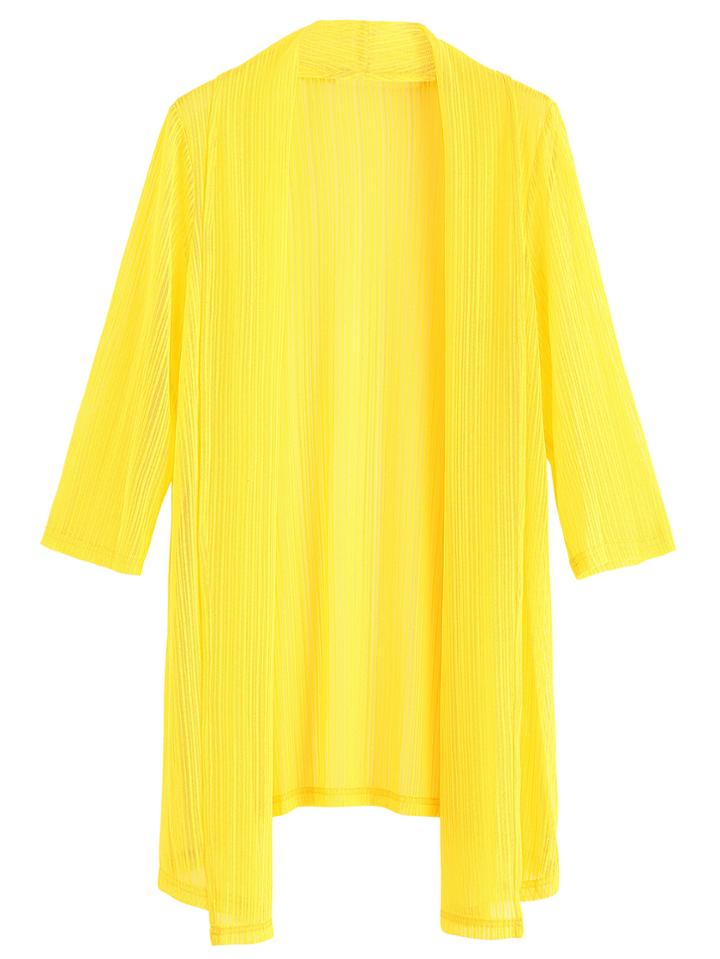 Shein Yellow Shawl Collar Sheer Kimono